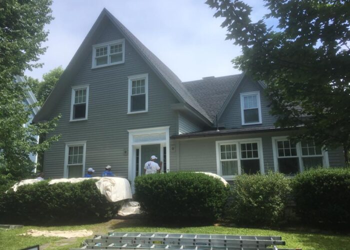 grey paneled home